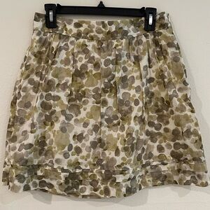 LOFT Olive and Taupe Floral A-Line Skirt